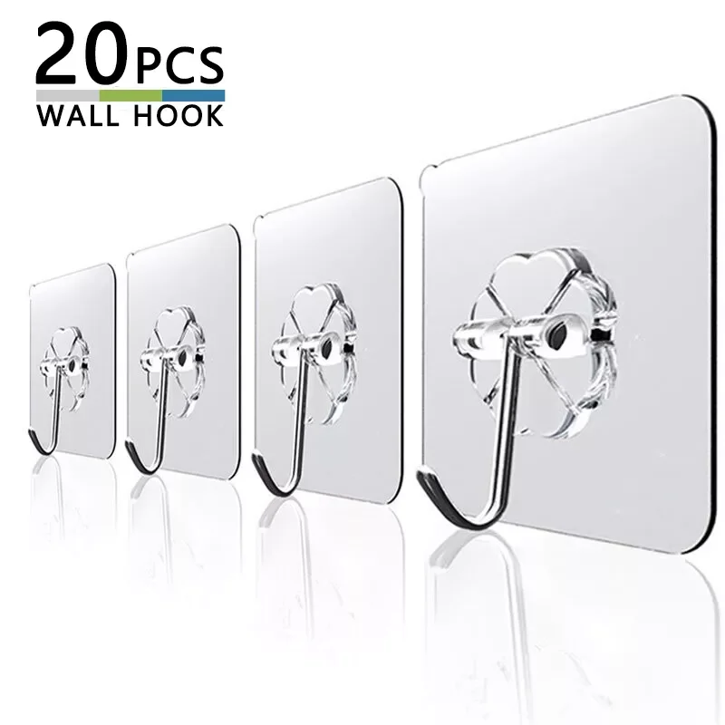 

20Pcs 6x6cm Transparent Strong Self Adhesive Door Wall Hangers Hooks Suction Heavy Load Rack Cup Sucker for Kitchen Bathroom