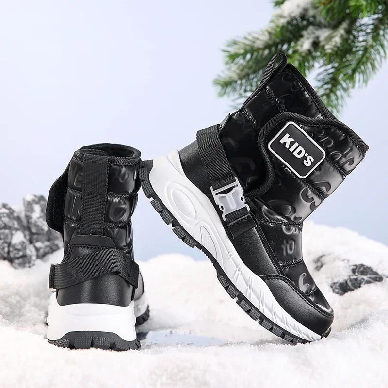 Зимние детские высокие зимние сапоги для девочек и мальчиков плюшевая теплая
