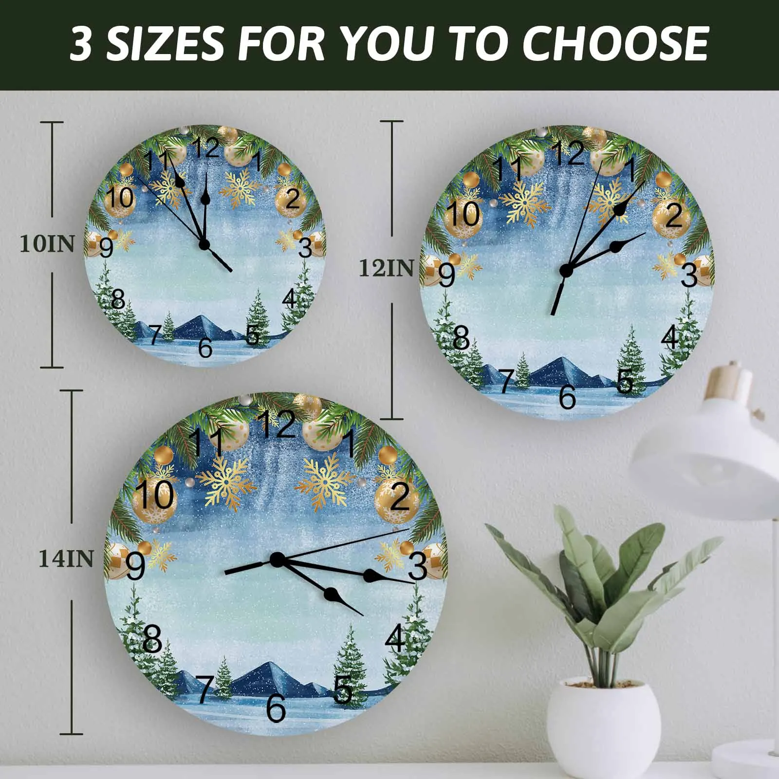 Настенные часы с растениями снежинками лесами большие современные круглые для
