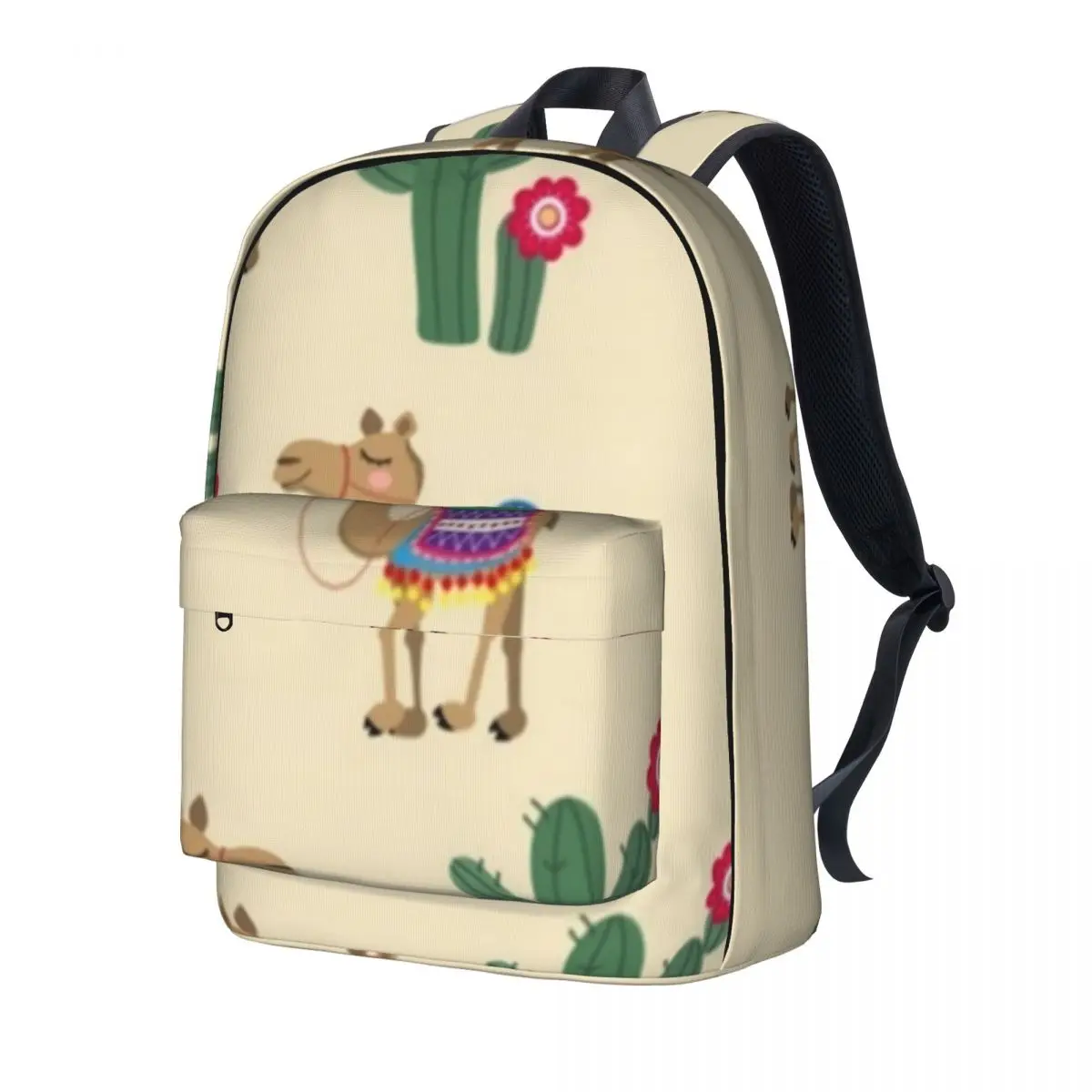 

Desert Print Backpack Colorful Camels Cactus Cool Backpacks Student Hiking Soft School Bags Design Rucksack