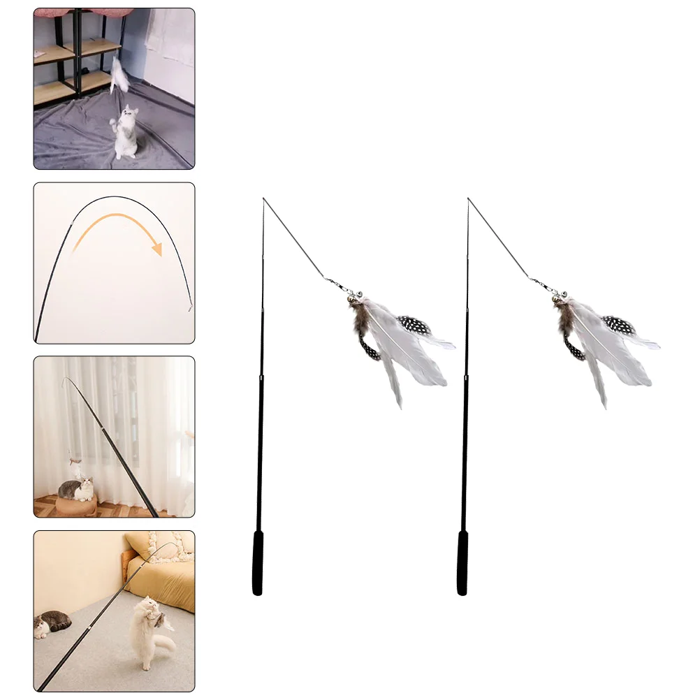 

2pcs Cat Wand Playthings Kitten Teasing Sticks Cat Teaser Plume Rods for Home