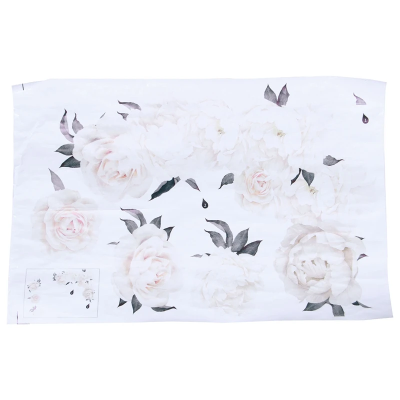 

White Peony Rose Flowers Blossom Kid Wall Sticker Home Nursery Decor Baby Decal