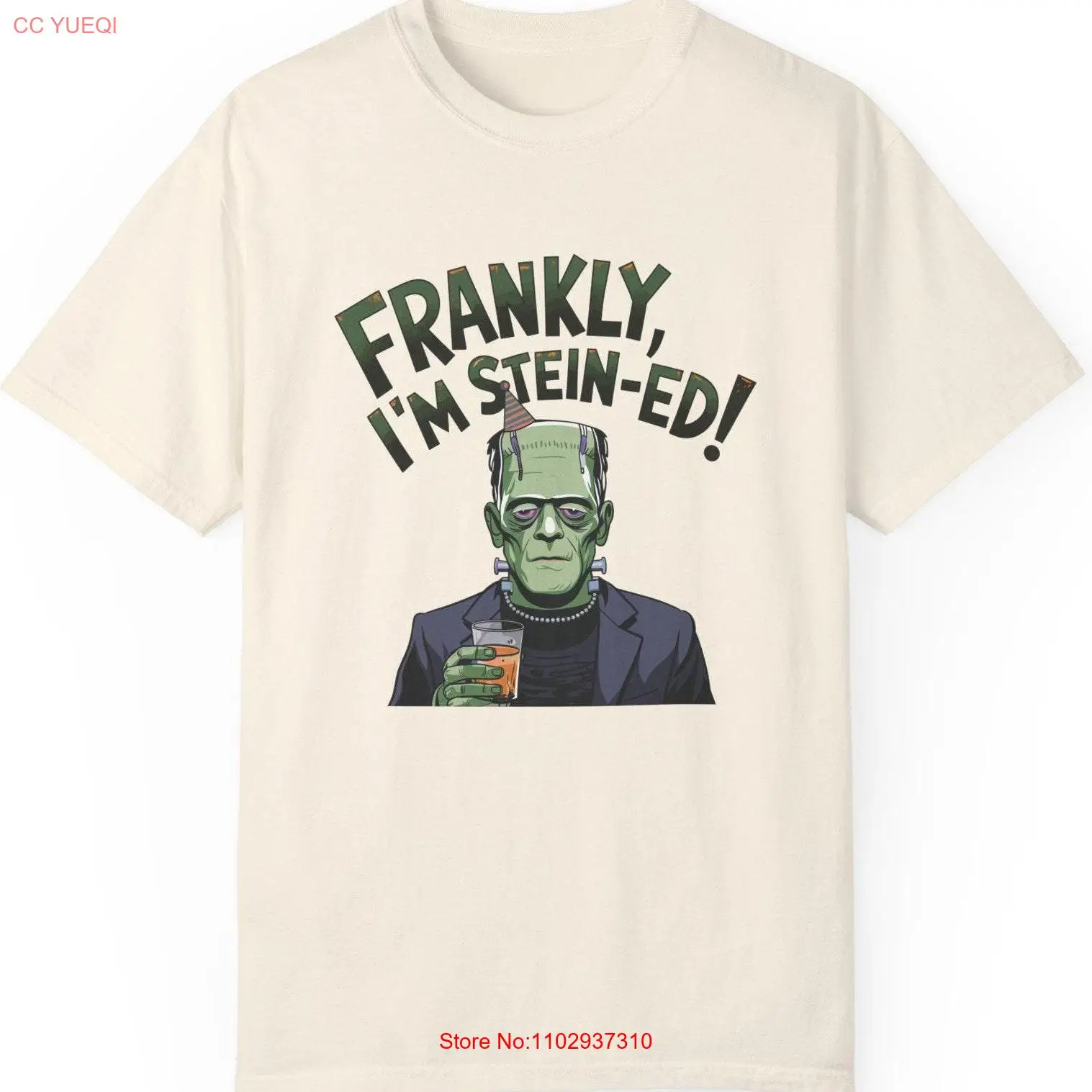 Comfort Colors Frankenstein T Shirt Frankly I'm Stein ed funny Halloween tee spooky season for her Silly