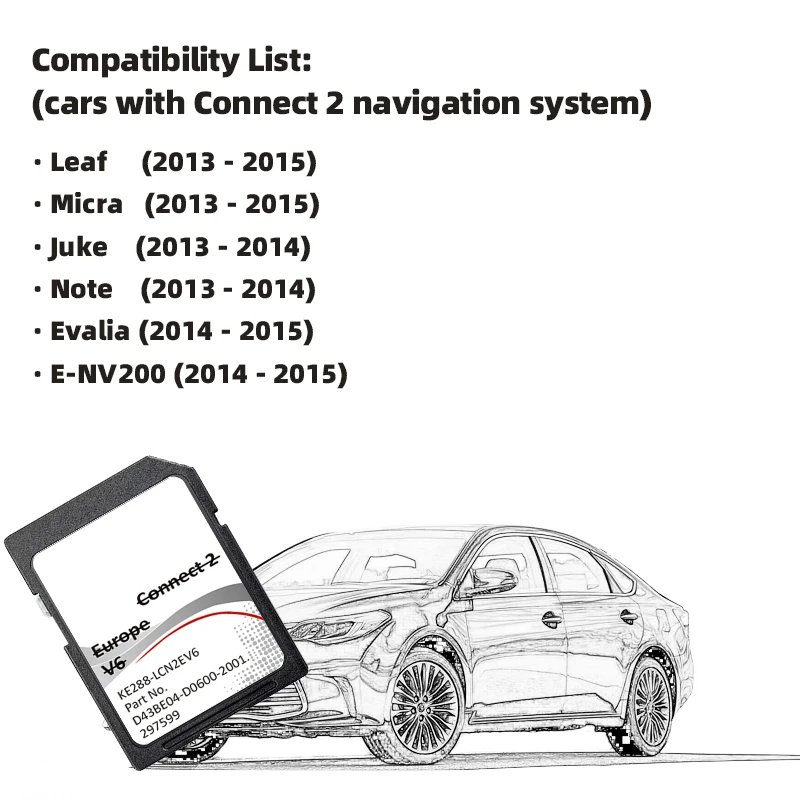 Фото Навигационные SD-карты Connect 2 V6 2021 2022 Европа 2021 для автомобильного GPS-аксессуара Nissan Карта памяти №2