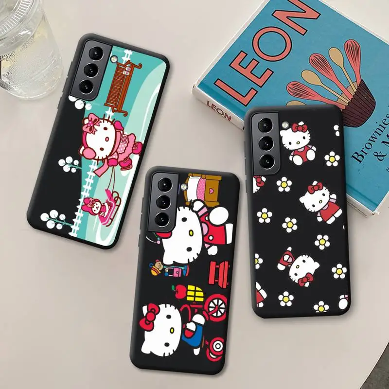 

Cute funny cartoon hello kitty Phone Case Silicone Soft for Samsung Galaxy S21 Ultra S20 FE M11 S8 S9 Plus S10 5G lite 2020
