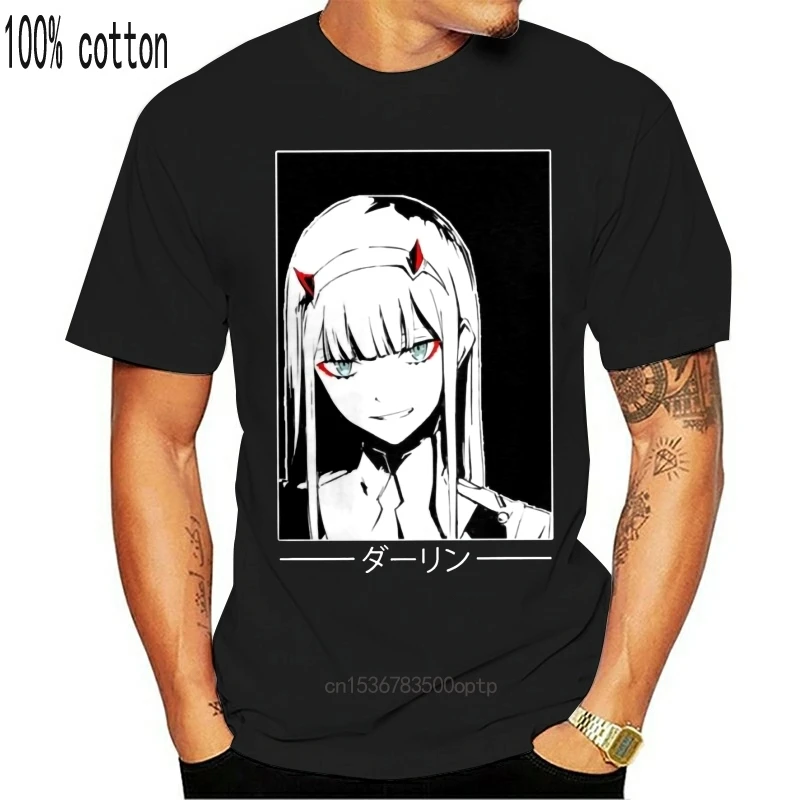 

Camiseta de algodón para hombre, camisa divertida de la película Darling In The Franxx, Cool Zero Two, ropa de calle