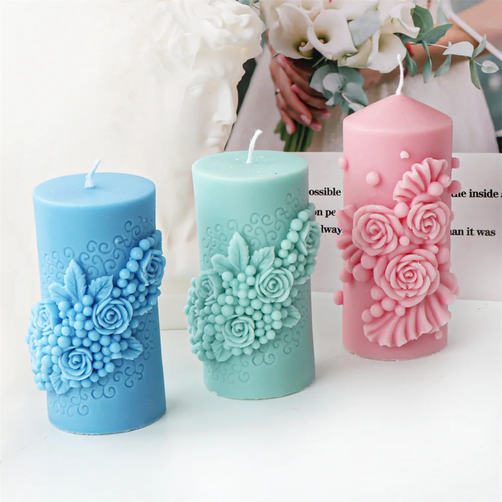 Цветок виноградной лозы цилиндрическая силиконовая форма для свечей роза