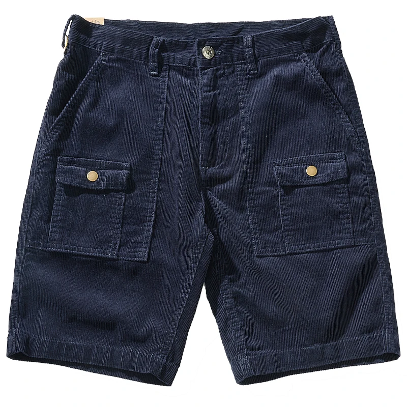 Летние японские Ретро вельветовые шорты с несколькими карманами для