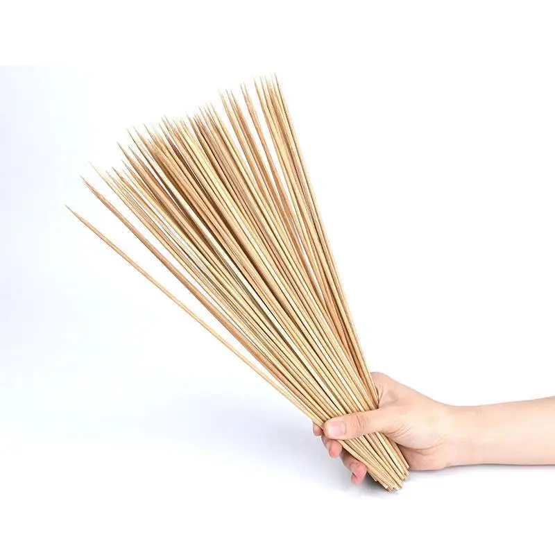 

100Pcs Bamboo Stick Barbecue Skewers Disposable Wooden Bbq Stick Barbecue Grill Food Stick Outdoor Camping Picnic Party Supplies