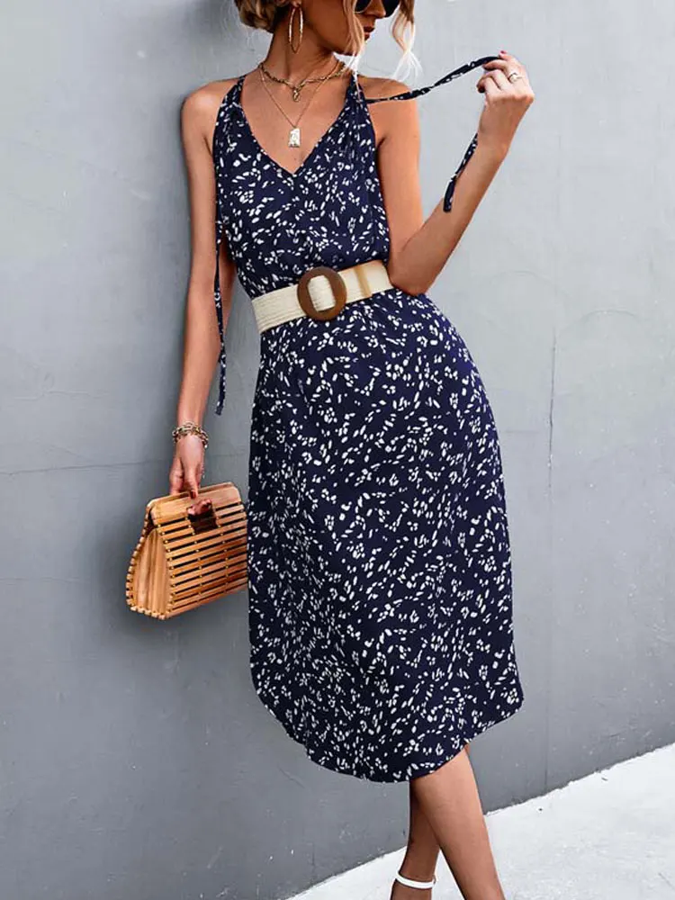 Летние красные платья-миди с цветочным принтом 2022 женский сарафан на