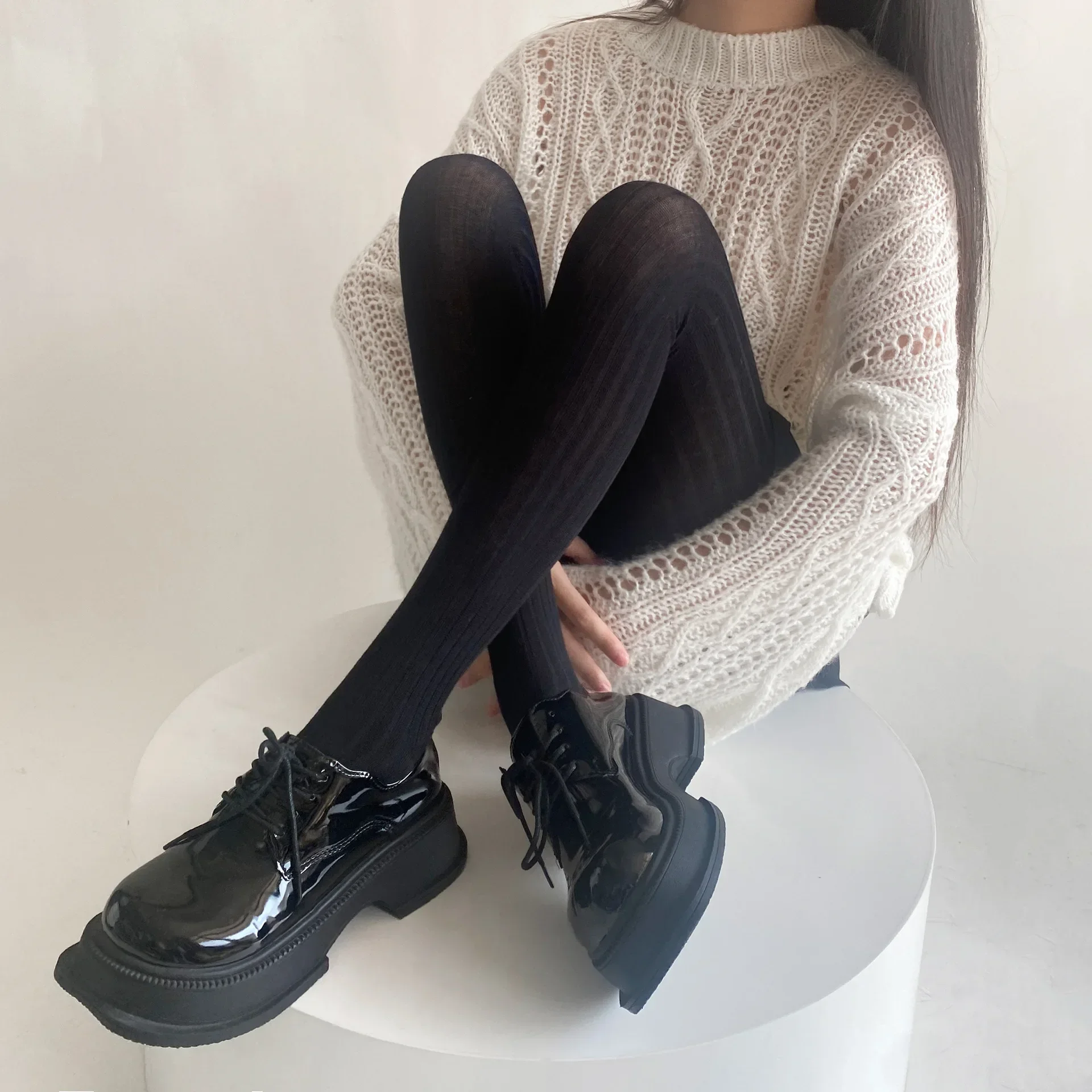 Новые осенне-зимние колготки женские сексуальные полосатые чулки до бедра