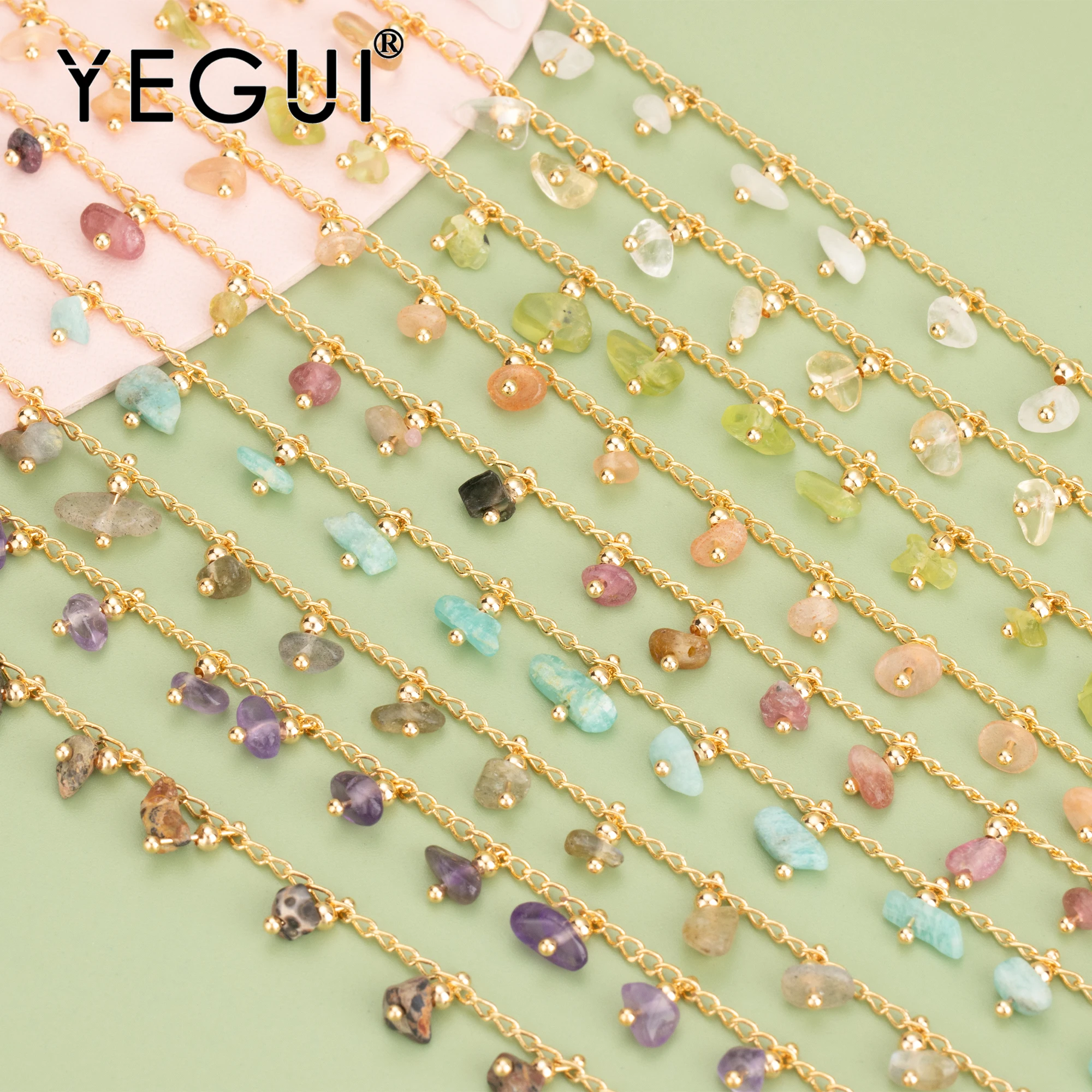 

YEGUI C308,diy chain,nickel free,18k gold plated,copper,natural stone,jewelry making findings,diy bracelet necklace,1m/lot