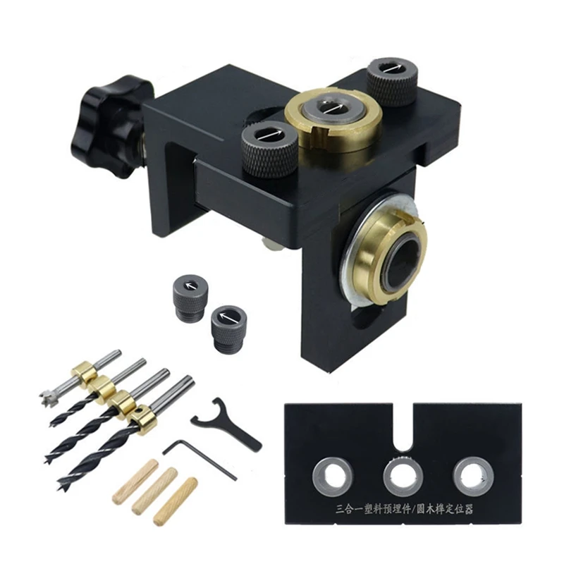 

Adjustable Woodworking 3 In 1 Doweling Jig Kit Pocket Hole Jig Drilling Guide Locator For Furniture Connecting