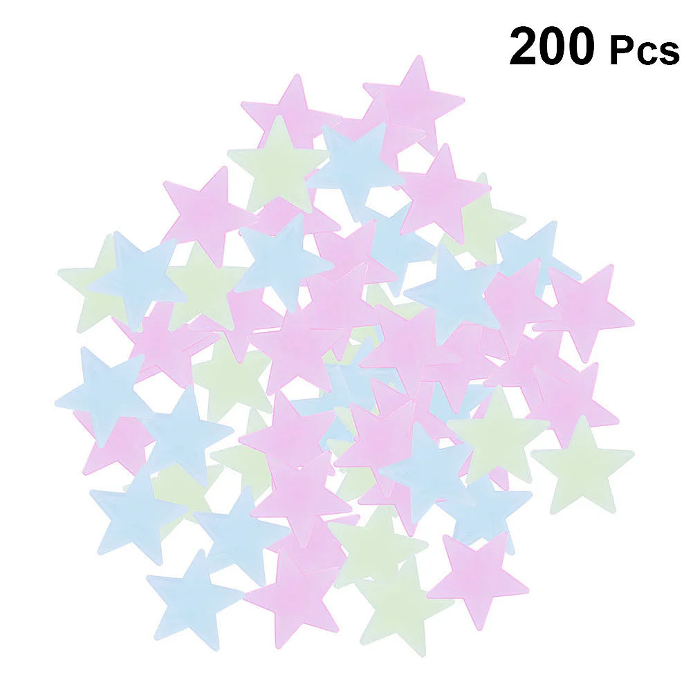 

200pcs Star Sticker Decorative Luminous Fluorescent Small Wall Sticker Star Sticker for Bedroom Living Room Home