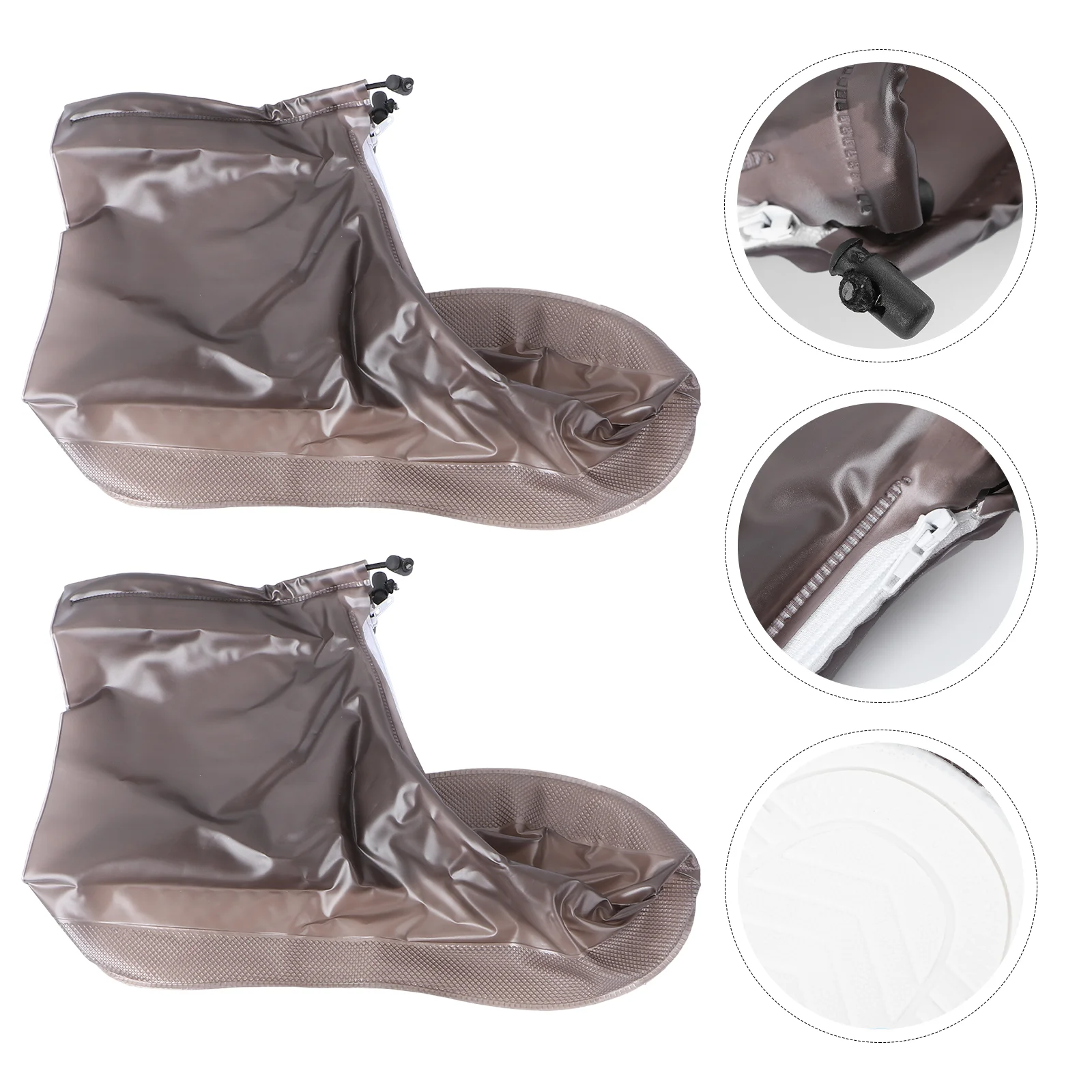 

2 Pairs Unisex Thickened Rain Shoes Cover Anti-Slip Reusable Rain Snow Overshoes Cover XL(Coffee)