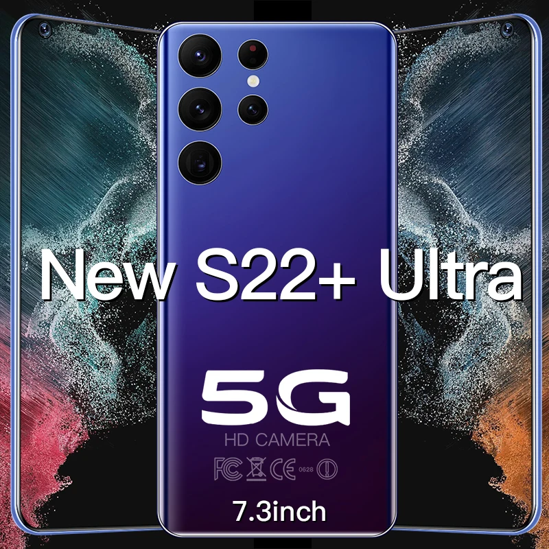 New S22+ Ultra 7.3 HD Full screen Android Smartphone 16GB 512GB phone 6800mAh Cellphone 5G mobile phones Network Global  Handys