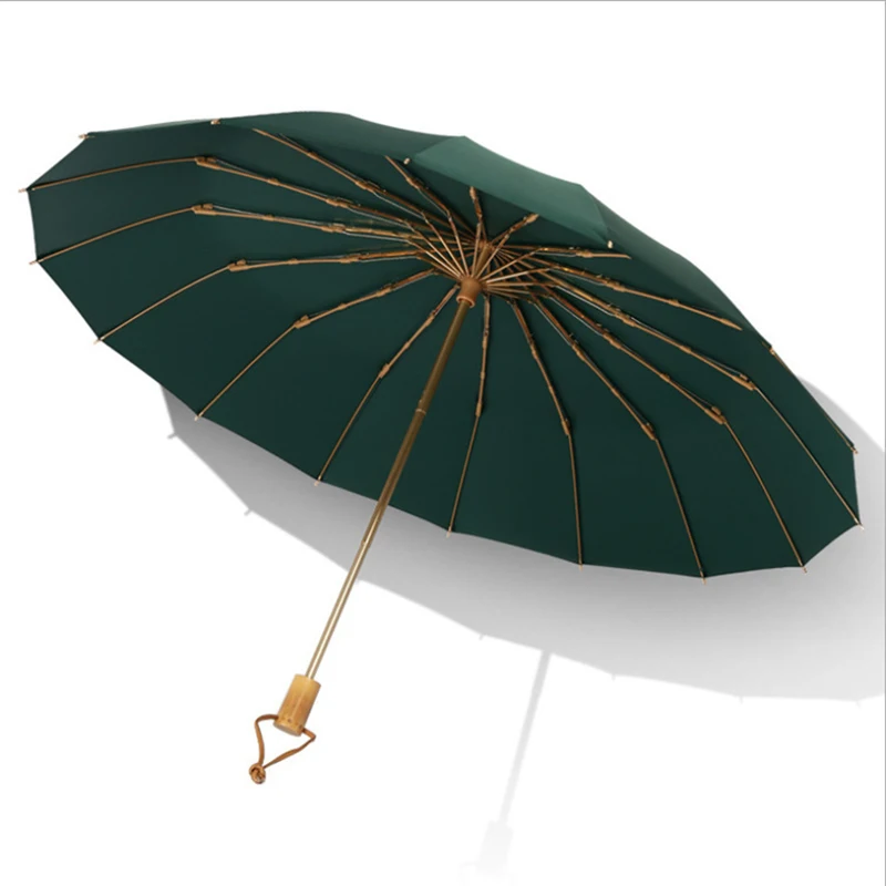 

Windproof 16Ribs 3-folding Umbrella UV Parasol Wind And Rain Resistance Umbrella Men Women Luxury Business Umbrella