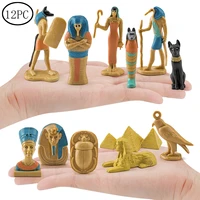 12pcs action figure ancient egyptian pharaoh tutankhamun egypt cleopatra princess bust resin figurines figurine model toys