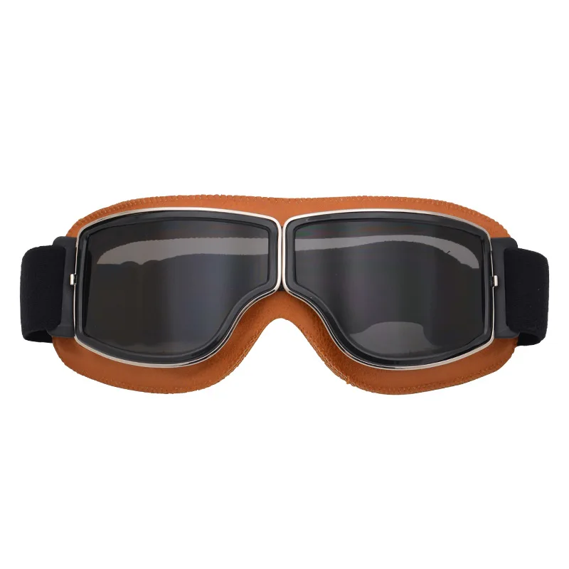 

Best Selling Vintage Goggles Motorcycle Leather Goggles Glasses Cruiser Folding Goggles Newest Sunglasses Motocross Safety