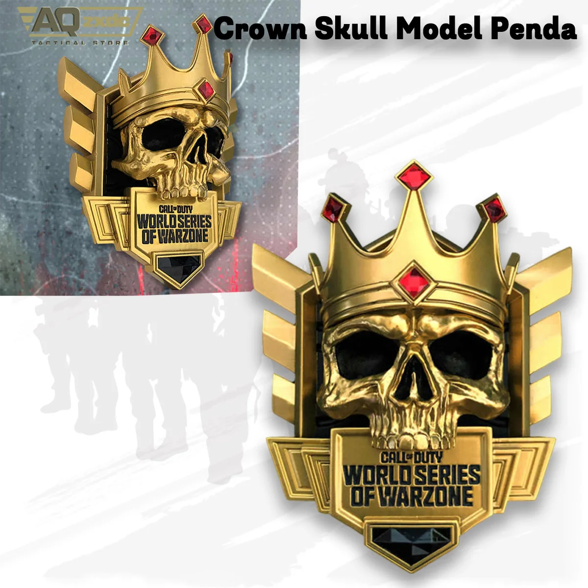Фото AQzxdc Crown Skull Oendant MW 2 Call of Duty COD Black Ops 6 Season Rank TOP250 Модель черепа Короны Периферийный магнитный кулон №1