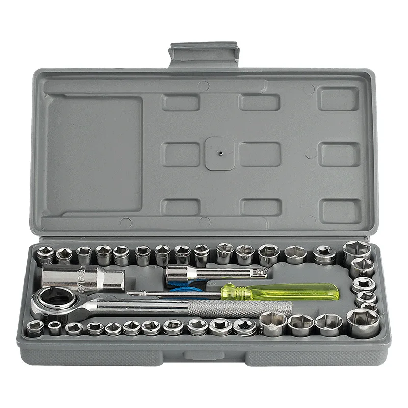 

40 pieces car and motorcycle tool sleeve set wrench sleeve set toolbox