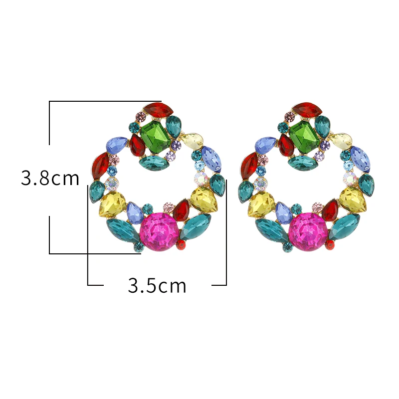 Серьги-гвоздики с кристаллами в виде листьев y2k