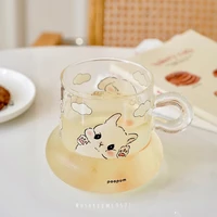 mushrooms 9527 summer new product kawaii rabbits gaze creative cute fat cup glass large capacity water cup girl heart