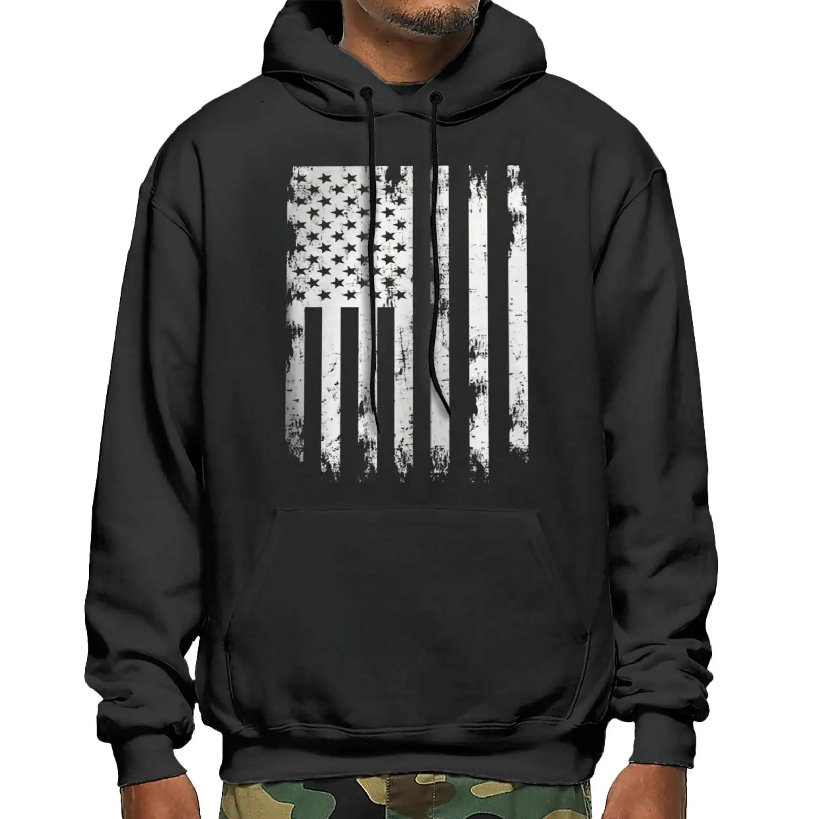 

Patriotic American Us Flag Distressed Hoodies Harajuku Men's Sweater Fleece Jacket Sweatshirts Hooded Sweatshirts Men's Jacket