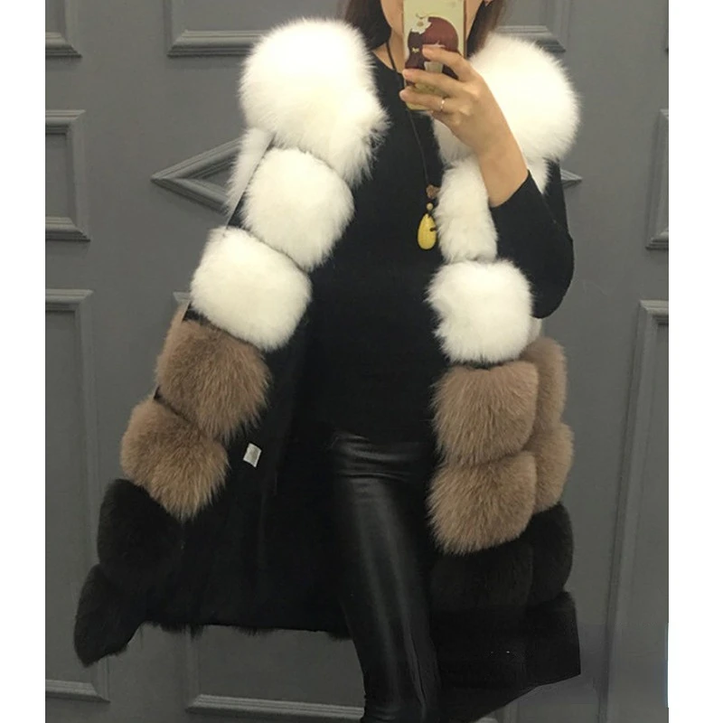 Autumn Winter Fur Vest New Women's Long Korean Fashion Imitation Fox Fur Coat Ladies Fur Jacket Chaquetas Para Mujer
