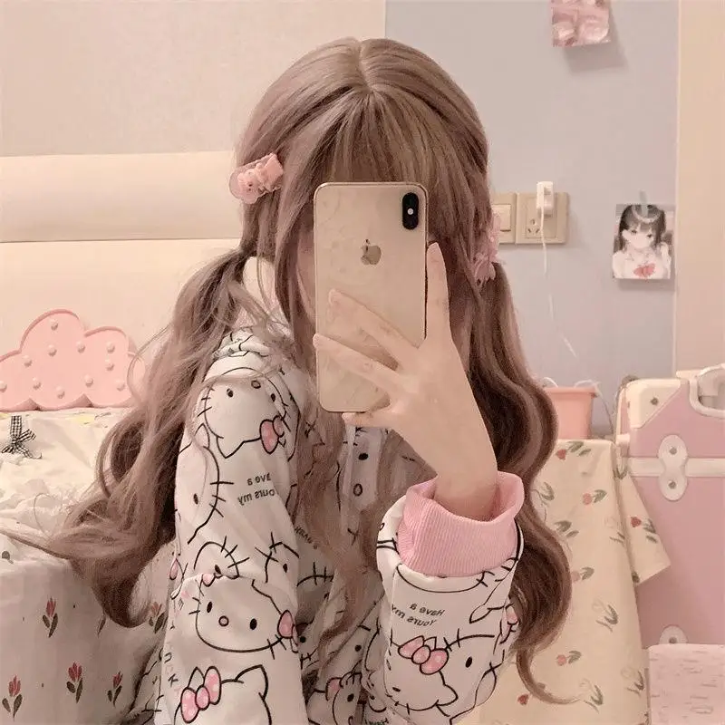 

Новый милый зимний свободный свитер Hellokittys, пальто, свитер в японском студенческом стиле, размеры детской модели, кавайное плюшевое аниме па...