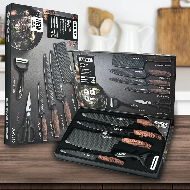 

Stainless Steel Kitchen Knives Set Tools Forged Kitchen Knife Scissors Ceramic Peeler Chef Slicer Nakiri Paring Knife Gift Case