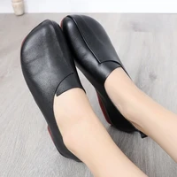 black wide fit women shoe female loafers designer spring shoes with overlap leather upper 2022 new oxford sneaker woman flats