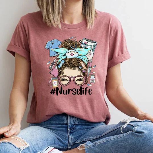 

Футболка женская хлопковая с коротким рукавом, модный топ, кавайная уличная одежда для медсестры, Y2k, на лето