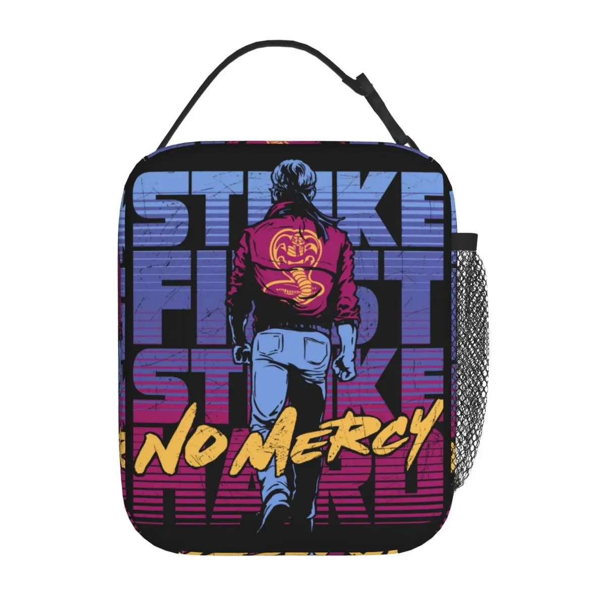 

Cobra Kai Strike First Strike Hard No Mercy Thermal Insulated Lunch Bag Travel Portable Bento Box Cooler Thermal Lunch Box