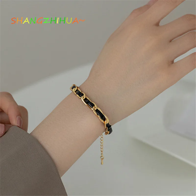 Купи Neo Gothic Classic Black Imitation Leather Metal Chain Tassel Bracelets For Woman Korean Fashion Jewelry Hip Hop Girl's Bracelet за 138 рублей в магазине AliExpress