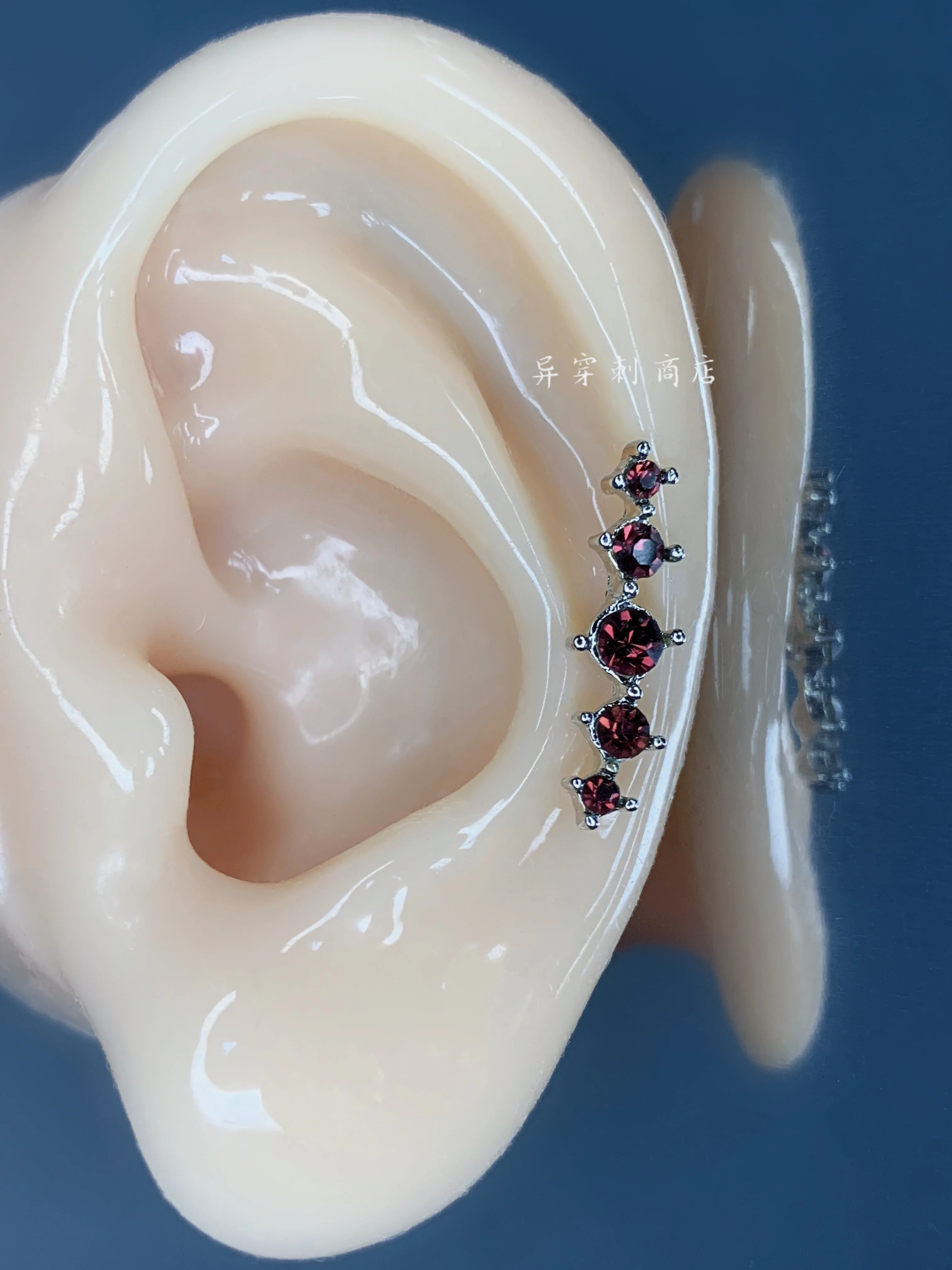 Medical Titanium Steel .2 Thick Diamond Arc Wave Row Super Shiny Anti-Allergy Ear Studs Bone Stud Earrings