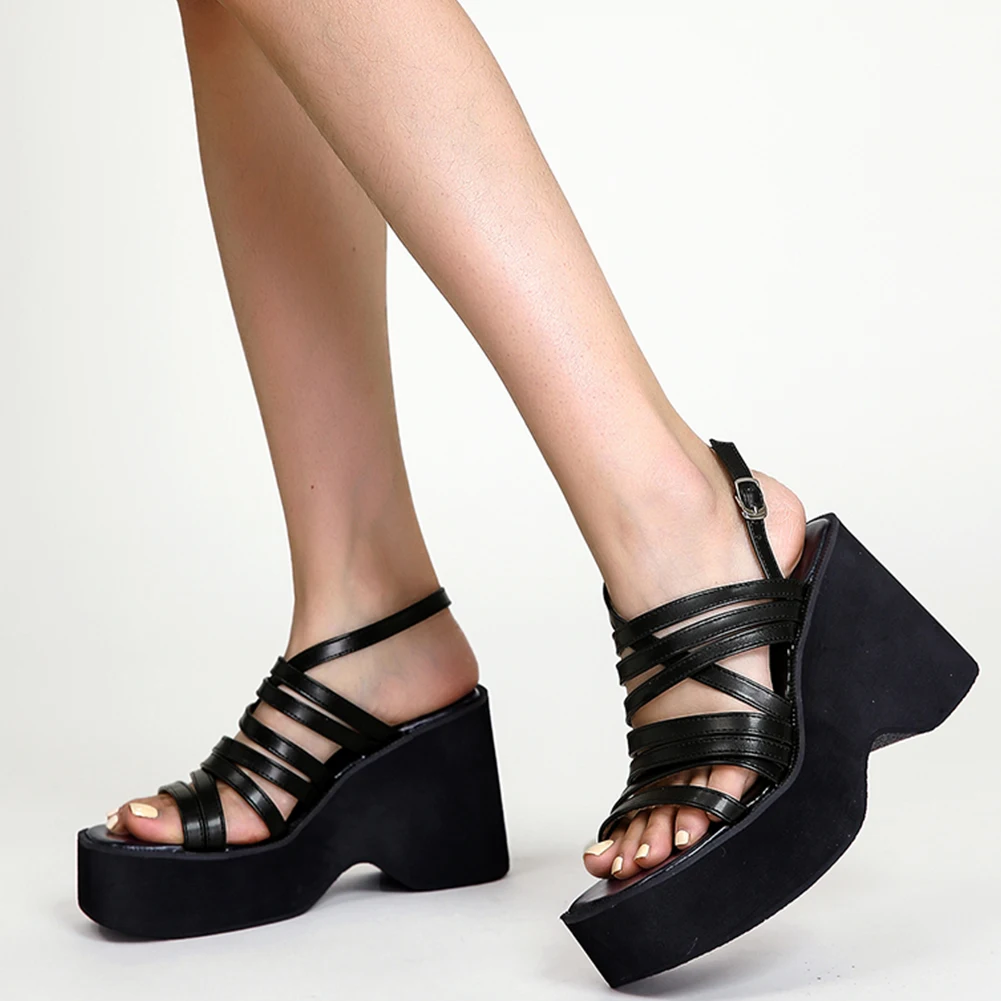 Женские босоножки на танкетке Летние Босоножки с открытым носком и ремешком