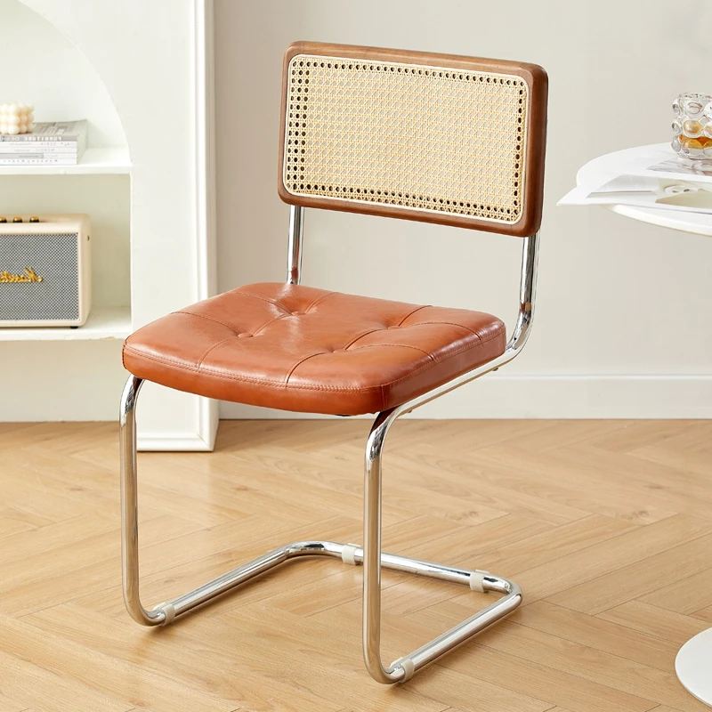 S Metal Legs Minimalist Kitchen Leather Lounge Chair Design Balcony Leisure Cadeira Furniture