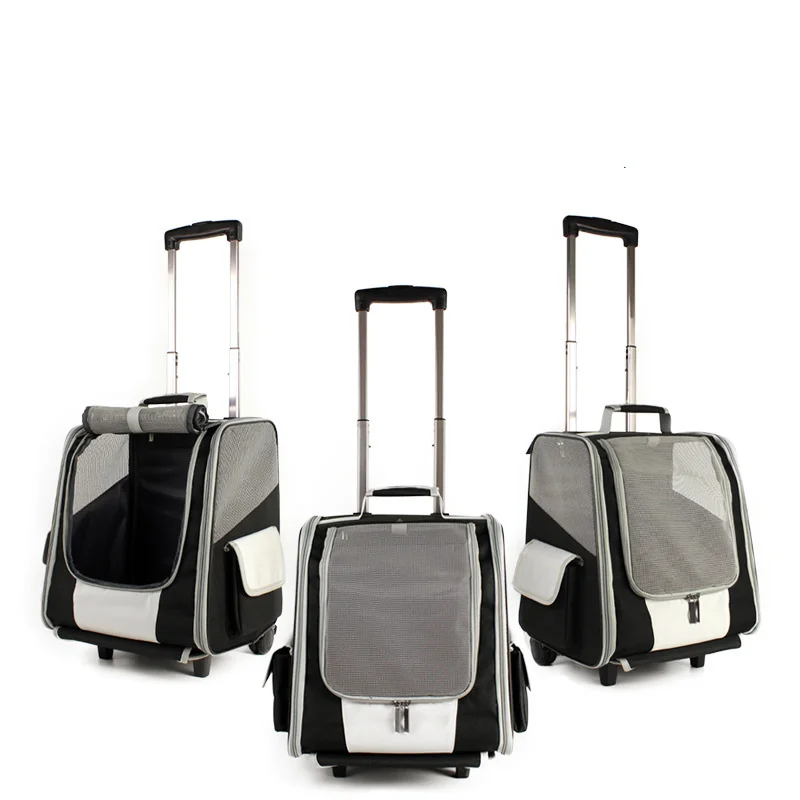 

Pet Trolley Case Portable Pets Carrier Backpack Detachable Universal Wheel Foldable Large Puppy Cat Travel Breathable Backpack