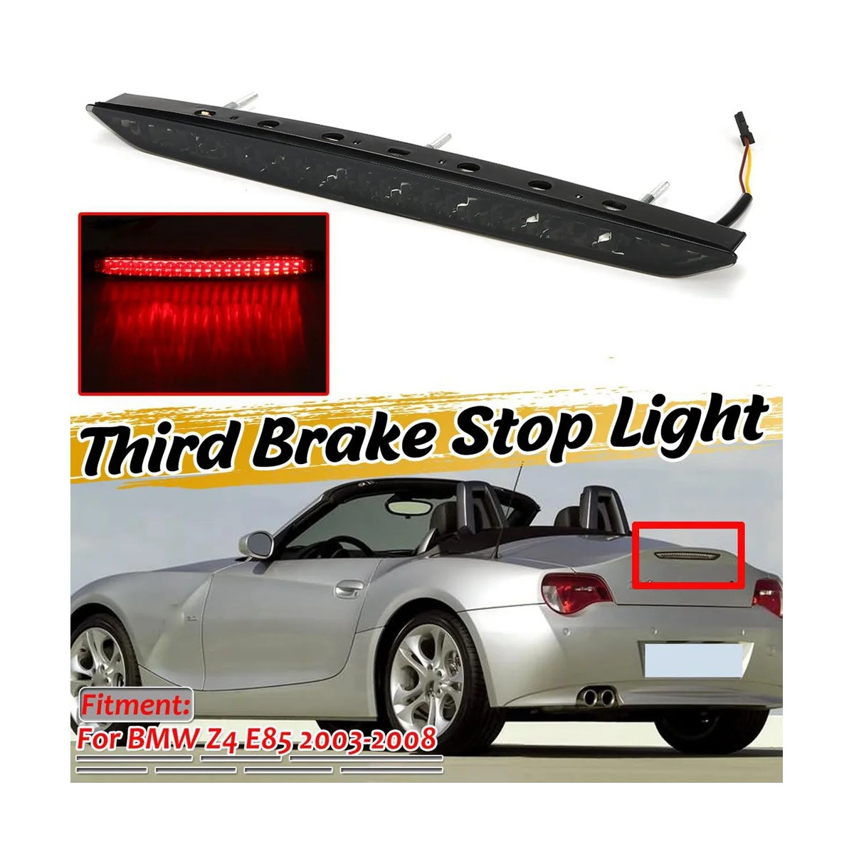 

Car LED Third Tail Rear Stop Signal Lamp Brake Light for BMW Z4 E85 2003 2004-2008 63256930246 Car Indicator Black