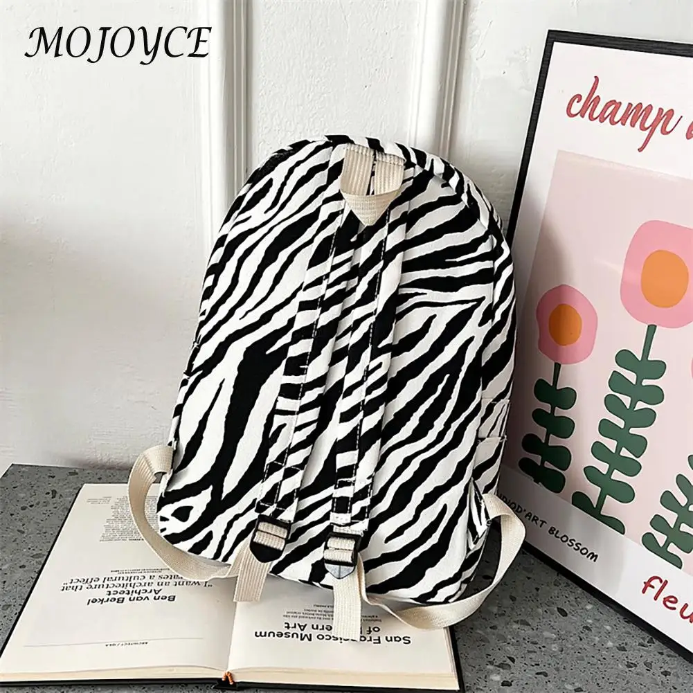 

Canvas Zebra Pattern Backpack Girl Large Capacity Zipper School Bag Ladies Multi-Function Street Casual new 2022 Backpack Bag