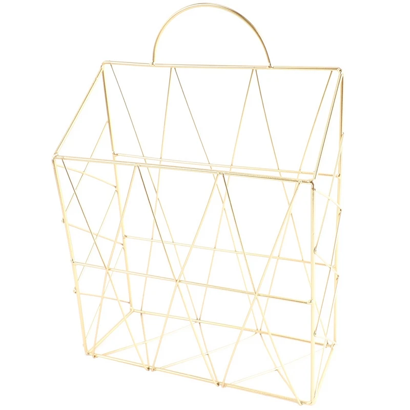 

2X Magazine Holder Hanging Wall Mounted Newspaper Periodical Book Document File Basket Shelf Storage Stand-Gold