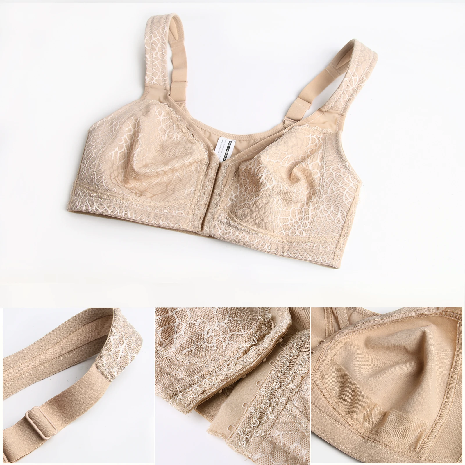 Women Minimizer Bra Front Closure Plus Size Bralette Wireless Seamless Brassiere Mesh Cup D G Femme Lingerie Full Coverage BH