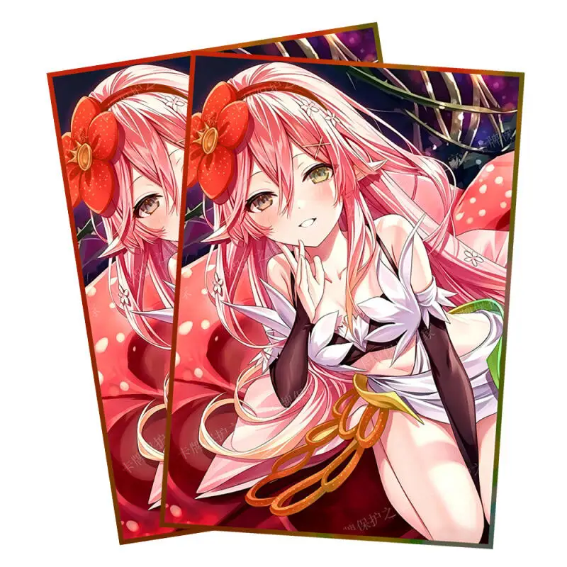 Фото 60 шт./набор Yu-Gi-Oh! Защитный чехол для карт Traptrix Rafflesia Flash Card Sleeve, для коллекционных карт аниме-игр, подарок, игрушка, 63*90 мм №1