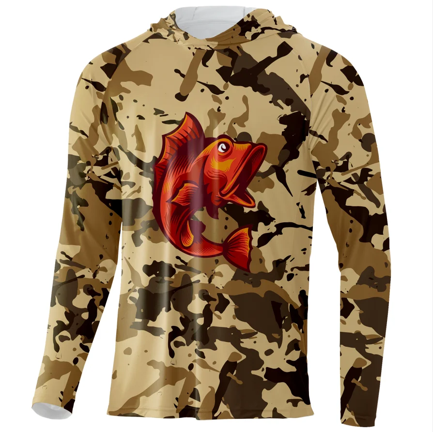 

Long Sleeve Hooded Fishing Clothes Fishing Shirts Custom Fishing Shirts with Hood Sun Protection