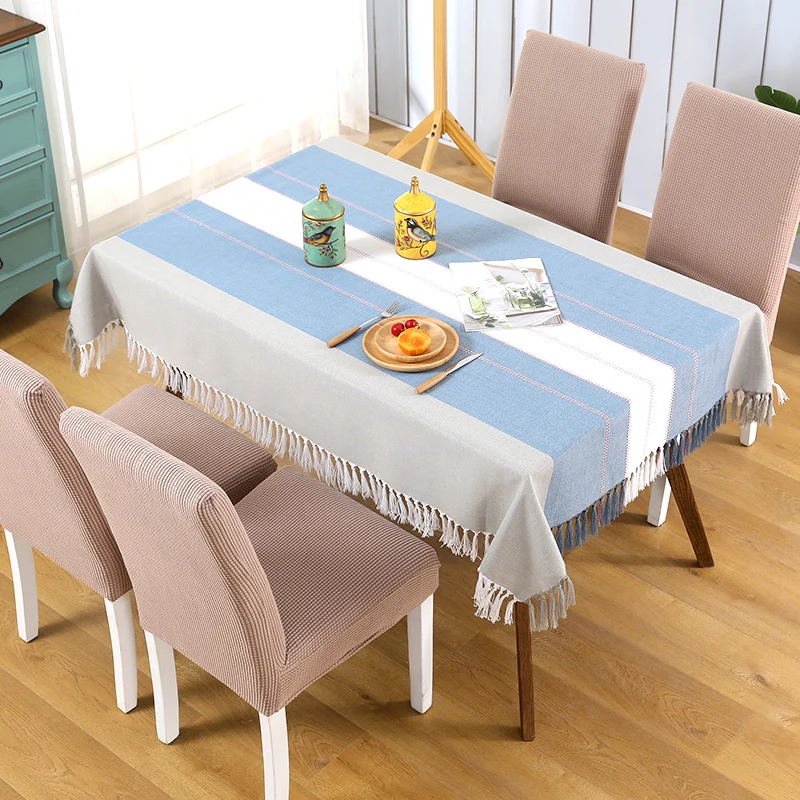 

Modern simple tablecloth and chair cover set cotton linen oil proof tablecloth customization