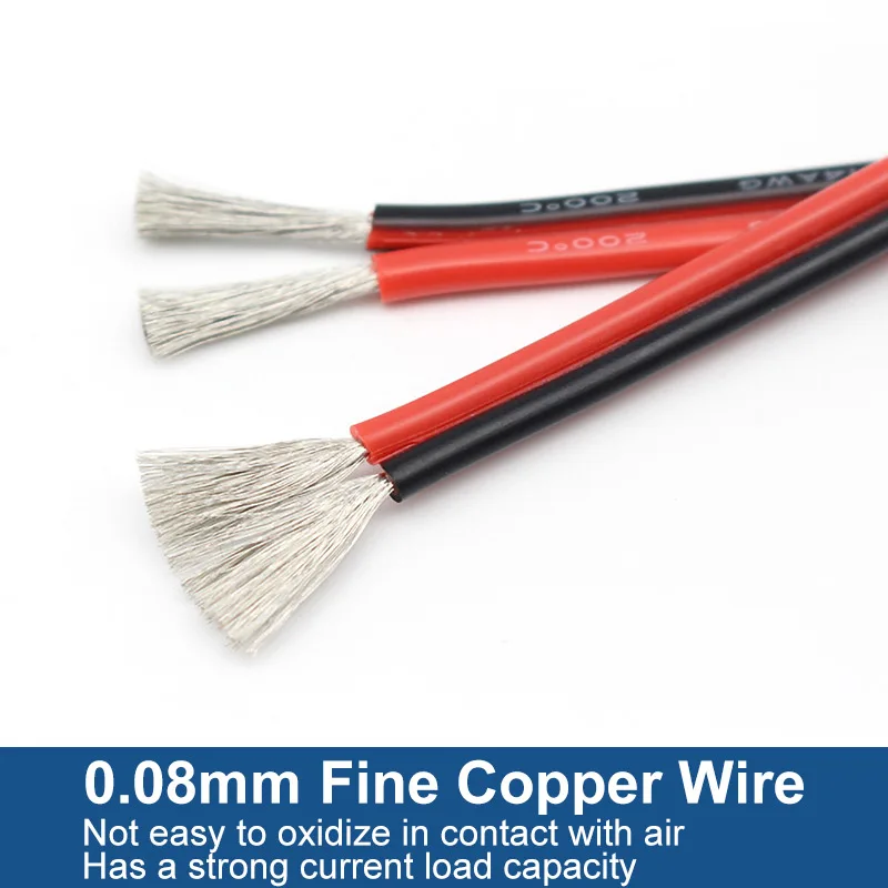 Мягкий силиконовый кабель 2 контакта 5 м оловянный медный двухпроводный 20 18 16 14 12 10