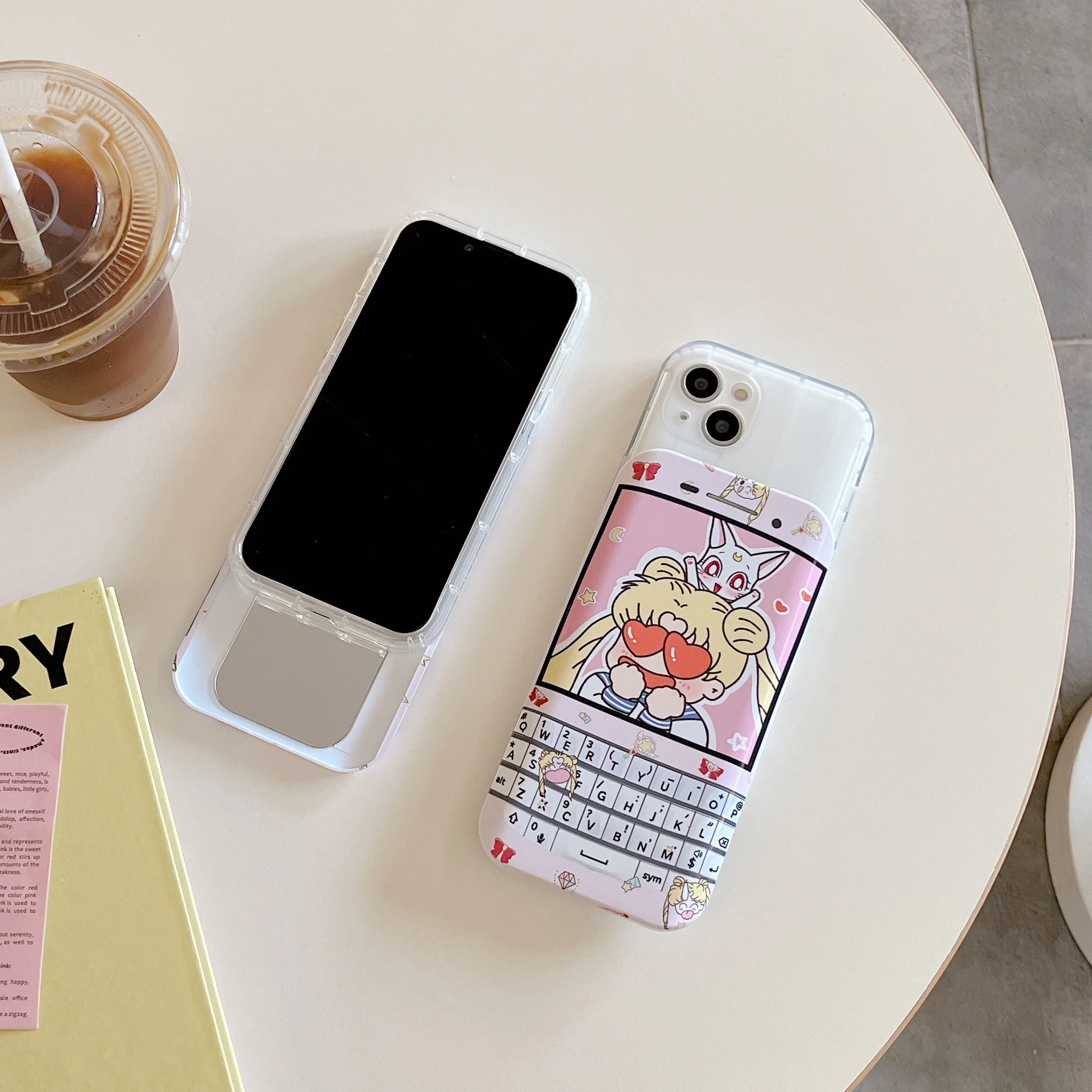 

Camshield Lovely Cartoon Girl Slide Cover For iPhone 14 Pro Max 13 12 Hidden Makeup Mirror Sliding Closure Protection Armor Case