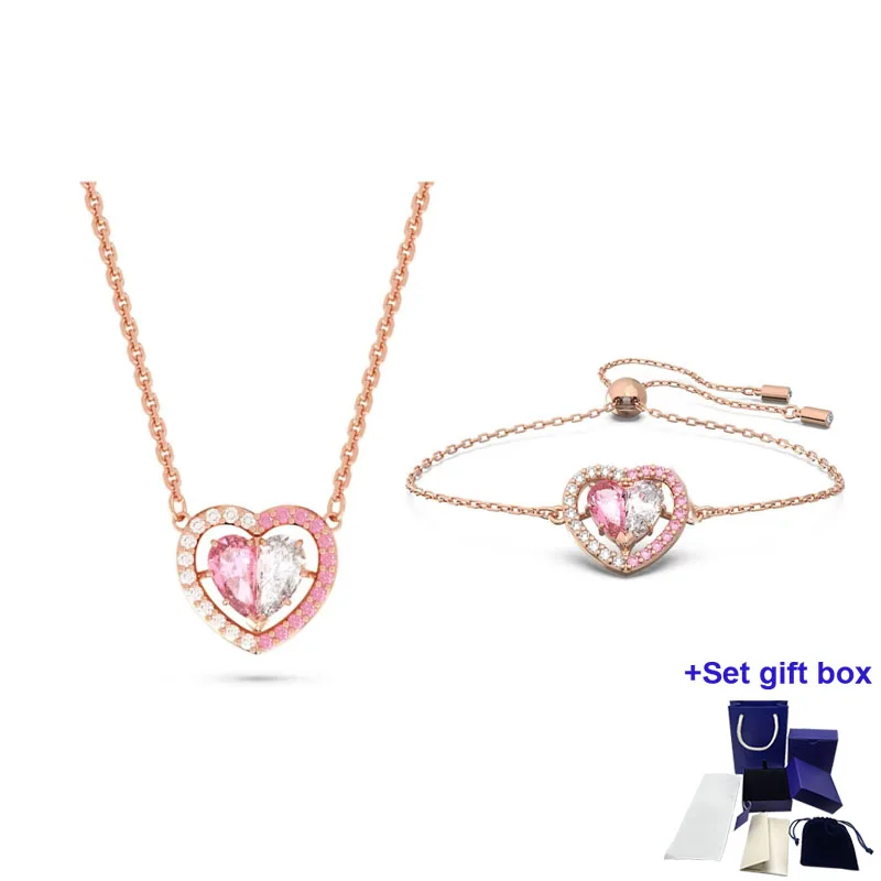 

Новые высококачественные ювелирные изделия S's, комплект из розового браслета и ожерелья для любви, изысканная Подарочная коробка, 520 Экспресс-подарок для любви, полный ритуального чувства