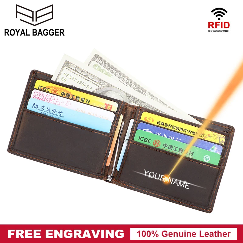 

Мужской короткий кошелек из натуральной кожи, с RFID-защитой